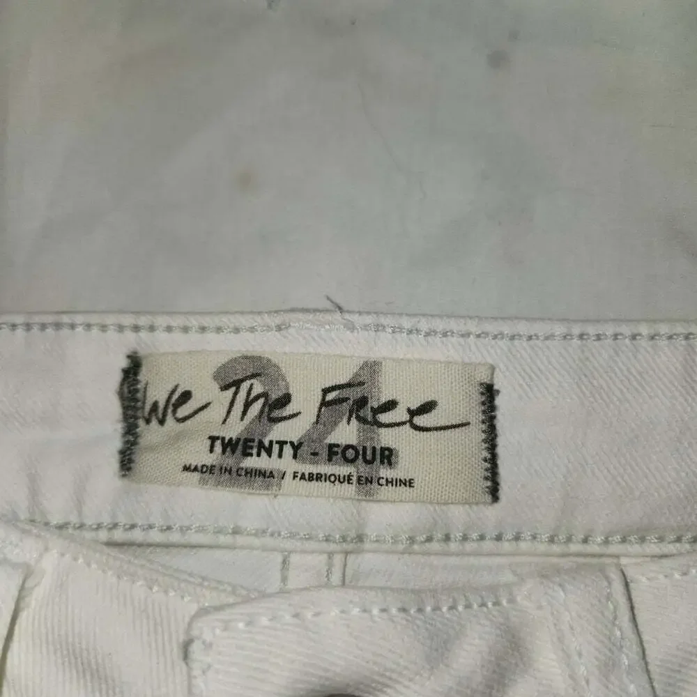 We The Free Free People Womens White Denim Shorts Size 24 NWT